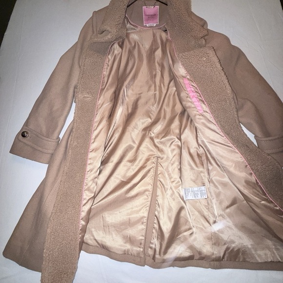 Kate Spade Faux Fur Sherpa Point Collar Long Sleeve Single Breasted Wool Coat XL - Picture 5 of 9
